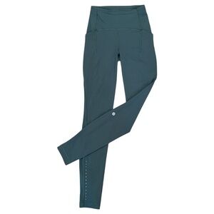 Lululemon Swift Speed High Rise Leggings Teal Side Pocket Running Tights Size 0